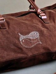 Kantha Caravan Collection: The Kantha & Canvas Duffle Bag - Chestnut Whales (Large)