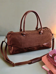 Kantha Caravan Collection: The Kantha & Canvas Duffle Bag - Chestnut Whales (Large)