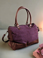 Kantha Caravan Collection: The Kantha & Canvas Duffle Bag - Mulberry Deer (Large)