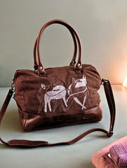 Kantha Caravan Collection: The Kantha & Canvas Duffle Bag - Chestnut Deer