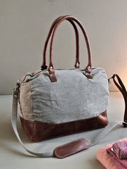 Kantha Caravan Collection: The Kantha & Canvas Duffle Bag - Cobalt Deer