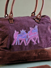 Kantha Caravan Collection: The Kantha & Canvas Duffle Bag - Plum Deer