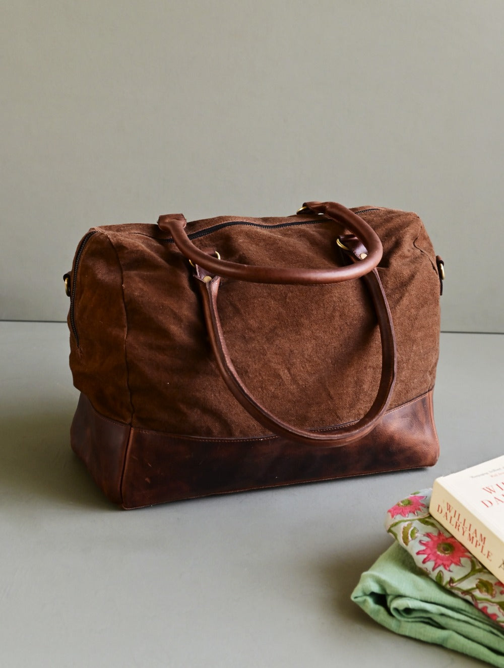 Kantha Caravan Collection: The Kantha & Canvas Duffle Bag - Walnut Deer