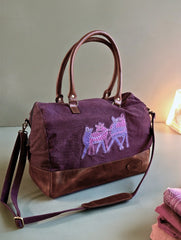 Kantha Caravan Collection: The Kantha & Canvas Duffle Bag - Mulberry Deer
