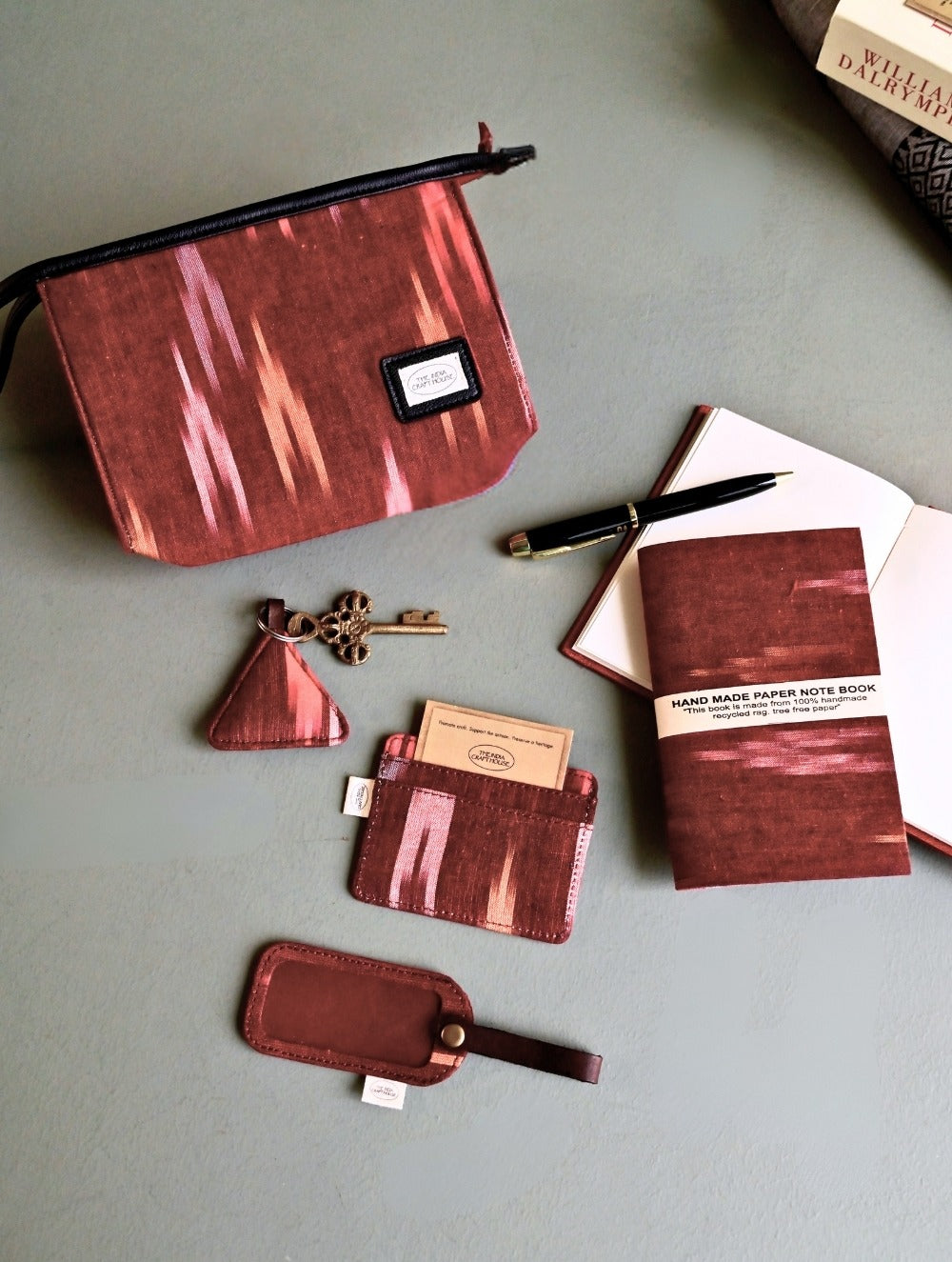 The Traveller’s Collection: Ikkat Travel Set - Chic Rust (Set of 5)