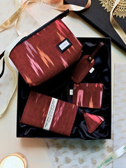 The Traveller’s Collection: Ikkat Travel Set - Chic Rust (Set of 5)