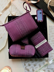 Kantha Caravan Collection: The Kantha Emroidered Travel Set - Plum Stich (Set of 5)