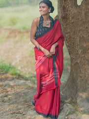 Bengal Weaves. Handwoven Soft Cotton Saree - Ruby Rose