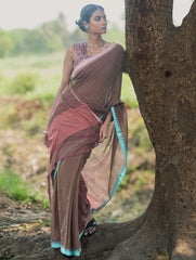 Bengal Weaves. Handwoven Soft Cotton Saree - Cocoa Breeze