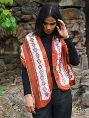 Light & Soft. Handcrafted Silk Batik Scarf - Terracotta Sky