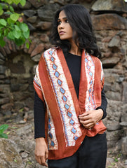 Light & Soft. Handcrafted Silk Batik Scarf - Terracotta Sky