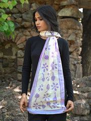 Light & Soft. Handcrafted Silk Batik Scarf - Lilac Meadow