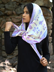 Light & Soft. Handcrafted Silk Batik Scarf - Lilac Meadow
