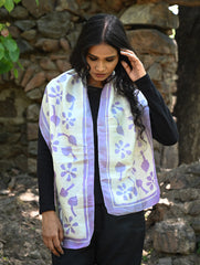 Light & Soft. Handcrafted Silk Batik Scarf - Lilac Meadow