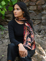 Light & Soft. Handcrafted Silk Batik Scarf - Ember Bloom