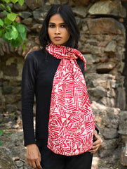 Light & Soft. Handcrafted Silk Batik Scarf - Coral Maze