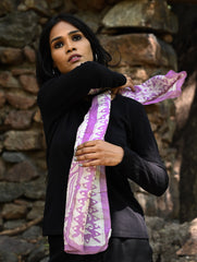 Light & Soft. Handcrafted Silk Batik Scarf - Lavender Vines
