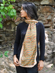 Light & Soft. Handcrafted Silk Batik Scarf - Desert Rhythm