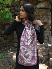 Light & Soft. Handcrafted Silk Batik Scarf - Mauve Fern