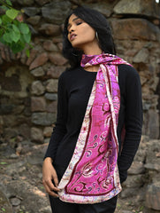Light & Soft. Handcrafted Silk Batik Scarf - Fuchsia Whirl