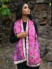 Light & Soft. Handcrafted Silk Batik Scarf - Fuchsia Whirl