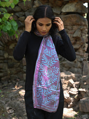 Light & Soft. Handcrafted Silk Batik Scarf - Lavender Reed