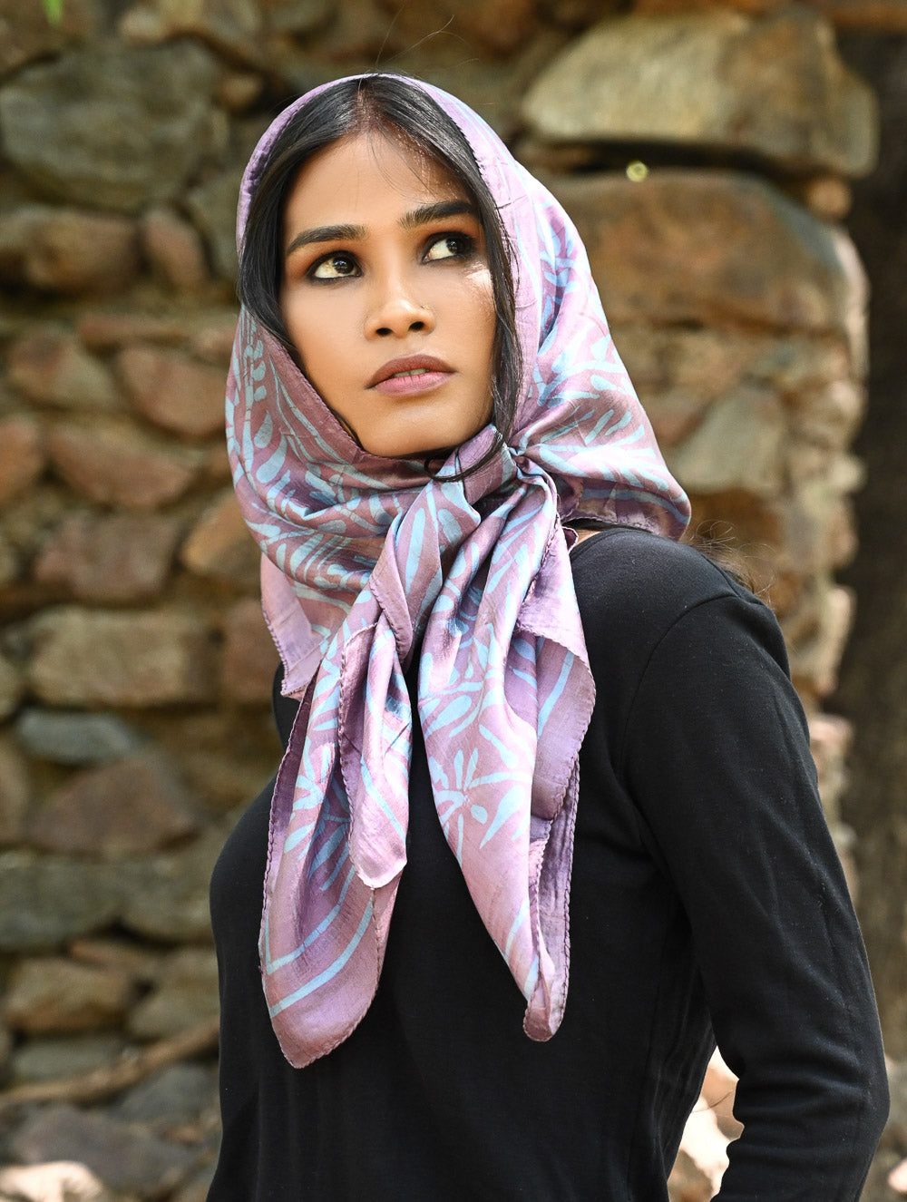 Light & Soft. Handcrafted Silk Batik Scarf - Lavender Reed