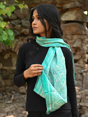 Light & Soft. Handcrafted Silk Batik Scarf - Seafoam Mist