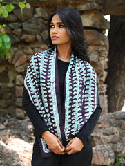 Light & Soft. Handcrafted Silk Batik Scarf - Moonlit Fern