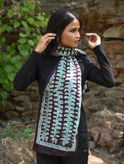 Light & Soft. Handcrafted Silk Batik Scarf - Moonlit Fern