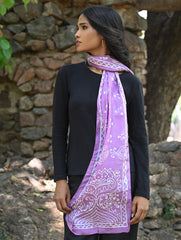 Light & Soft. Handcrafted Silk Batik Scarf - Lilac Garden