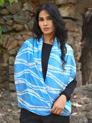 Light & Soft. Handcrafted Silk Batik Scarf - River Lines