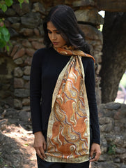 Light & Soft. Handcrafted Silk Batik Scarf - Desert Dunes