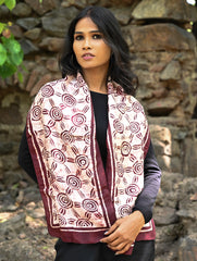 Light & Soft. Handcrafted Silk Batik Scarf - Sun Maroon