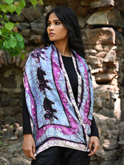 Light & Soft. Handcrafted Silk Batik Scarf - Amethyst