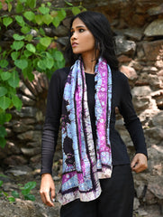 Light & Soft. Handcrafted Silk Batik Scarf - Amethyst