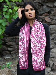 Light & Soft. Handcrafted Silk Batik Scarf - Mulberry Vine