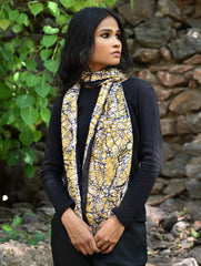 Light & Soft. Handcrafted Silk Batik Scarf - Golden Web