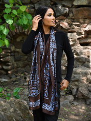 Light & Elegant. Handcrafted Silk Batik Stole  - Cerulean Glyph