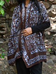 Light & Elegant. Handcrafted Silk Batik Stole  - Cerulean Glyph