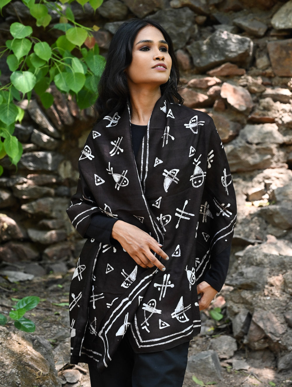 Light & Elegant. Handcrafted Silk Batik Stole  - Glyph Bundle
