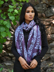 Light & Elegant. Handcrafted Silk Batik Stole - Royal Aubergine