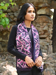 Light & Elegant. Handcrafted Silk Batik Scarf - Pink Orchids