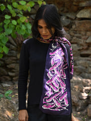 Light & Elegant. Handcrafted Silk Batik Scarf - Pink Orchids