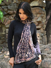 Light & Soft. Handcrafted Silk Batik Scarf - Brown Sugar