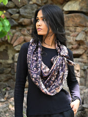 Light & Soft. Handcrafted Silk Batik Scarf - Brown Sugar