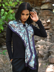 Light & Soft. Handcrafted Silk Batik Scarf - Turquoise Drape