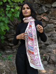Light & Soft. Handcrafted Silk Batik Scarf - Tribal Tapestry