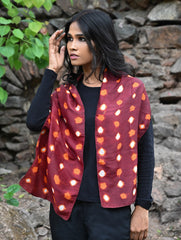 Light & Soft. Handcrafted Silk Batik Scarf - Rust Ember
