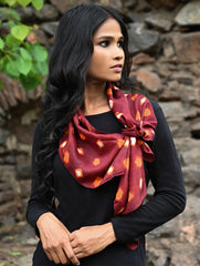 Light & Soft. Handcrafted Silk Batik Scarf - Rust Ember